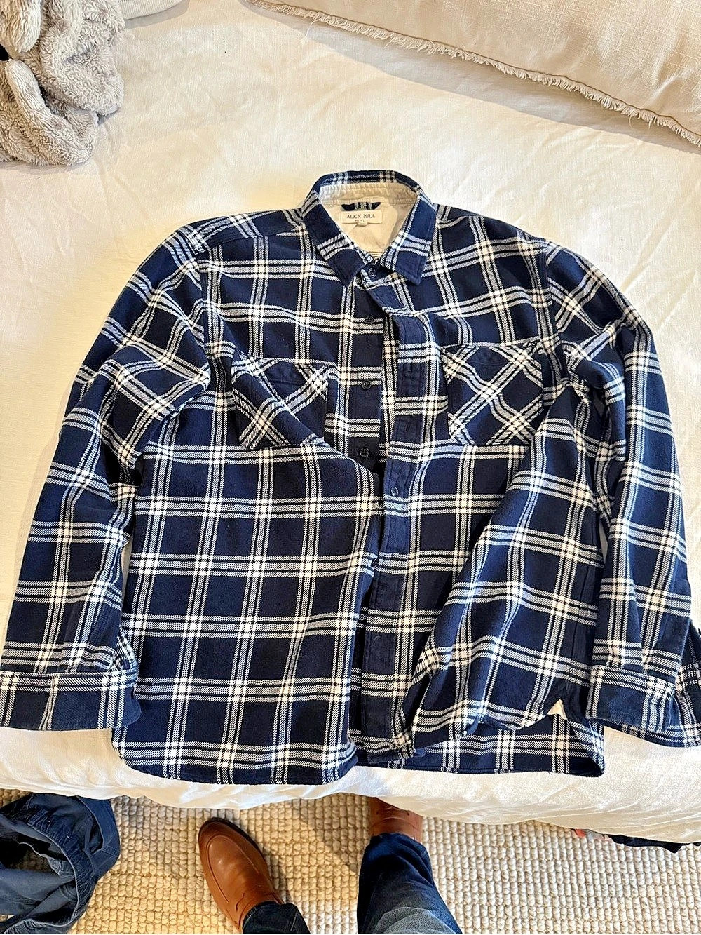 Alex Mill Plaid Shirt in Blue & White Size Medium